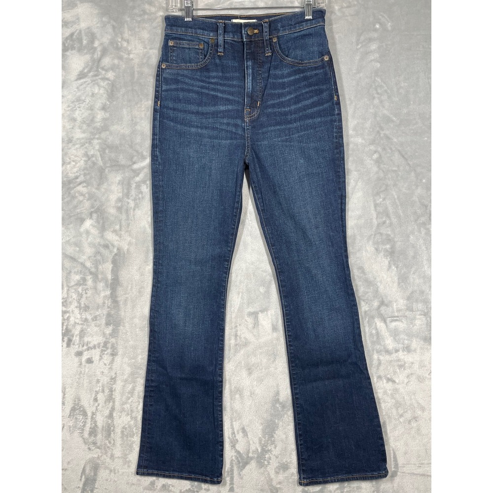 Madewell Skinny Flare Jeans Dark Indigo High Rise Stretch Denim 28 4820 MW